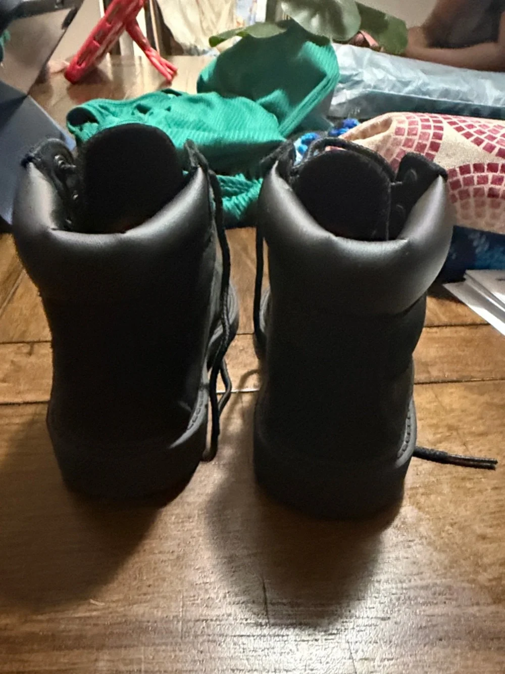 Black Lace-Up Work Boots